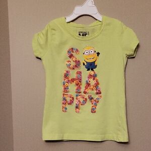 Despicable Me Minion "SO HAPPY" lime green tee shirt